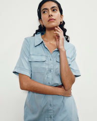 Perfect Tencel Chambray Short Sleeve Shirtdress - Universal Standard
