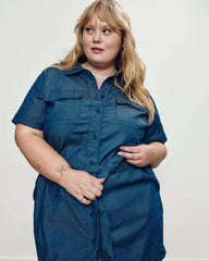 Perfect Tencel Chambray Short Sleeve Shirtdress - Universal Standard