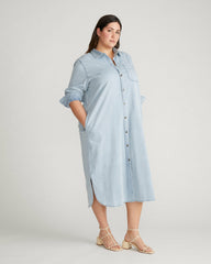 Odeon Stretch Cotton Chambray Shirtdress - Universal Standard