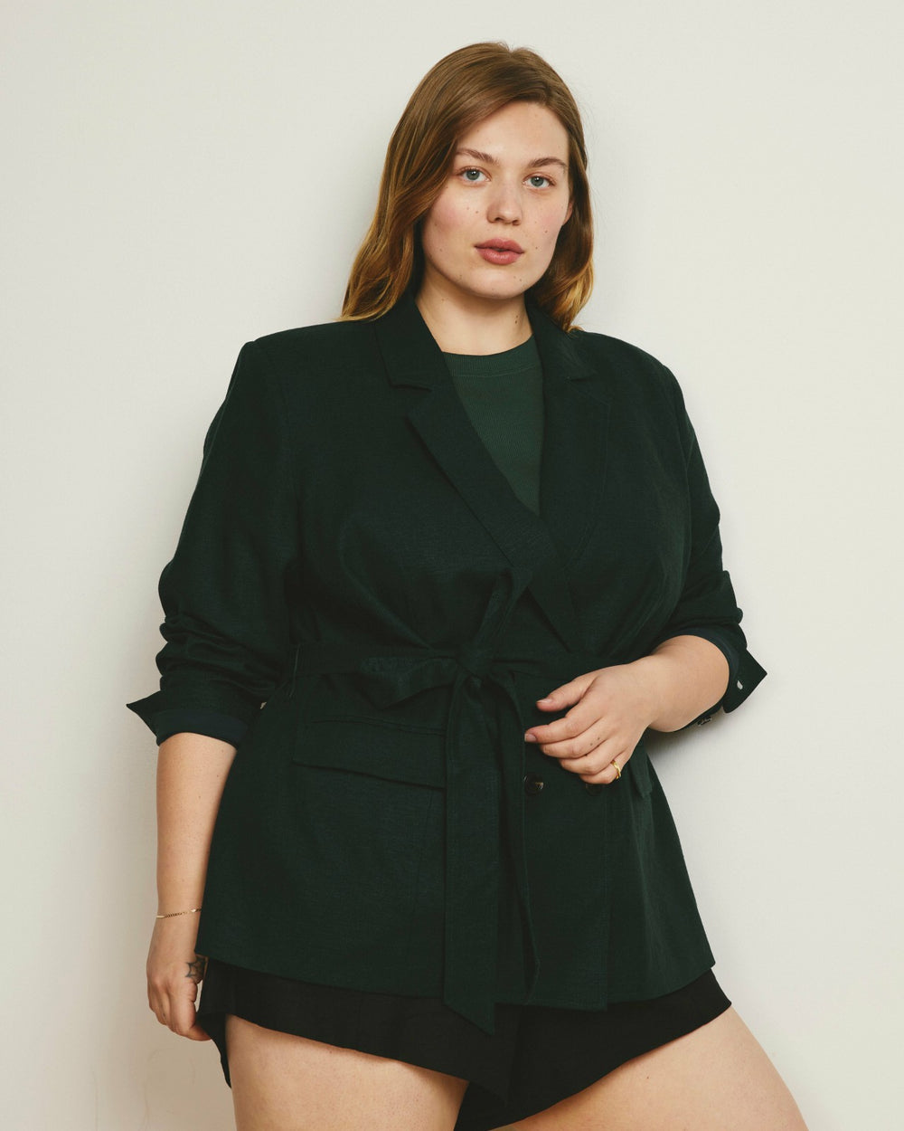 Belted Double Breasted Linen Blend Blazer - Universal Standard