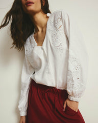Frances Embroidered Linen Blend Blouse - Universal Standard