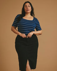 Cloud Rib Short Sleeve Square Neck Tee - Universal Standard