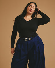 Cloud Rib Long Sleeve V-Neck Tee - Universal Standard