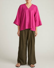 Elio V-Neck Linen Blend Top - Universal Standard