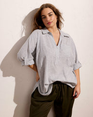 Button Back Linen Blend Polo Shirt - Universal Standard