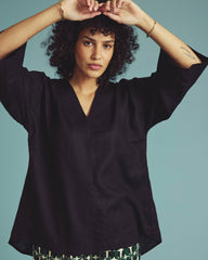 Elio V-Neck Linen Blend Top - Universal Standard