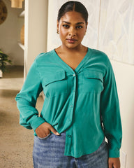 Cooling Stretch Cupro Button-Down Blouse - Universal Standard