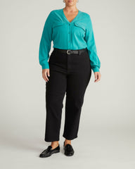 Cooling Stretch Cupro Button-Down Blouse - Universal Standard