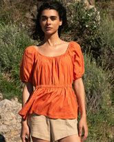 Andrea Peplum Linen Blend Top - Universal Standard
