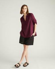 Button Back Linen Blend Polo Shirt - Universal Standard