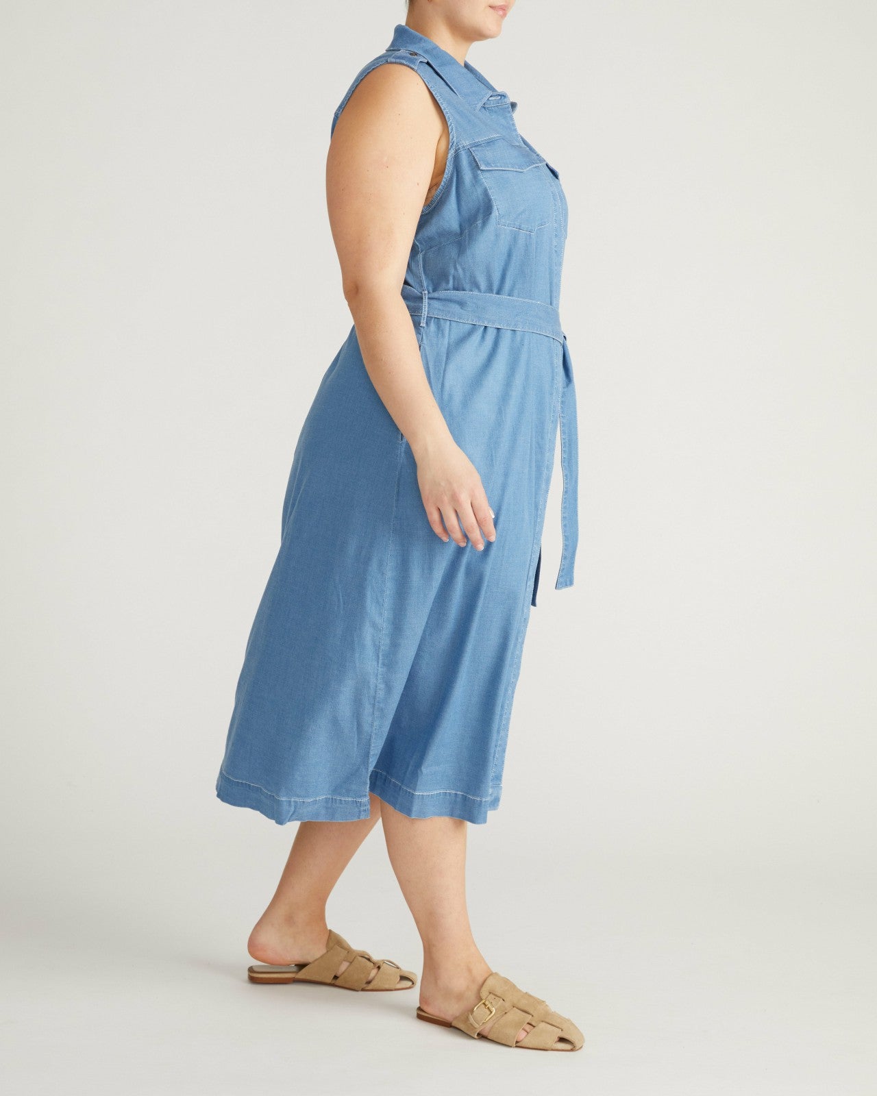 Perfect Tencel Chambray Sleeveless Savannah Shirtdress - Universal Standard