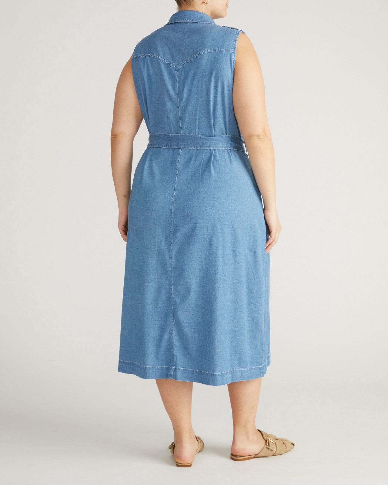 Perfect Tencel Chambray Sleeveless Savannah Shirtdress - Universal Standard