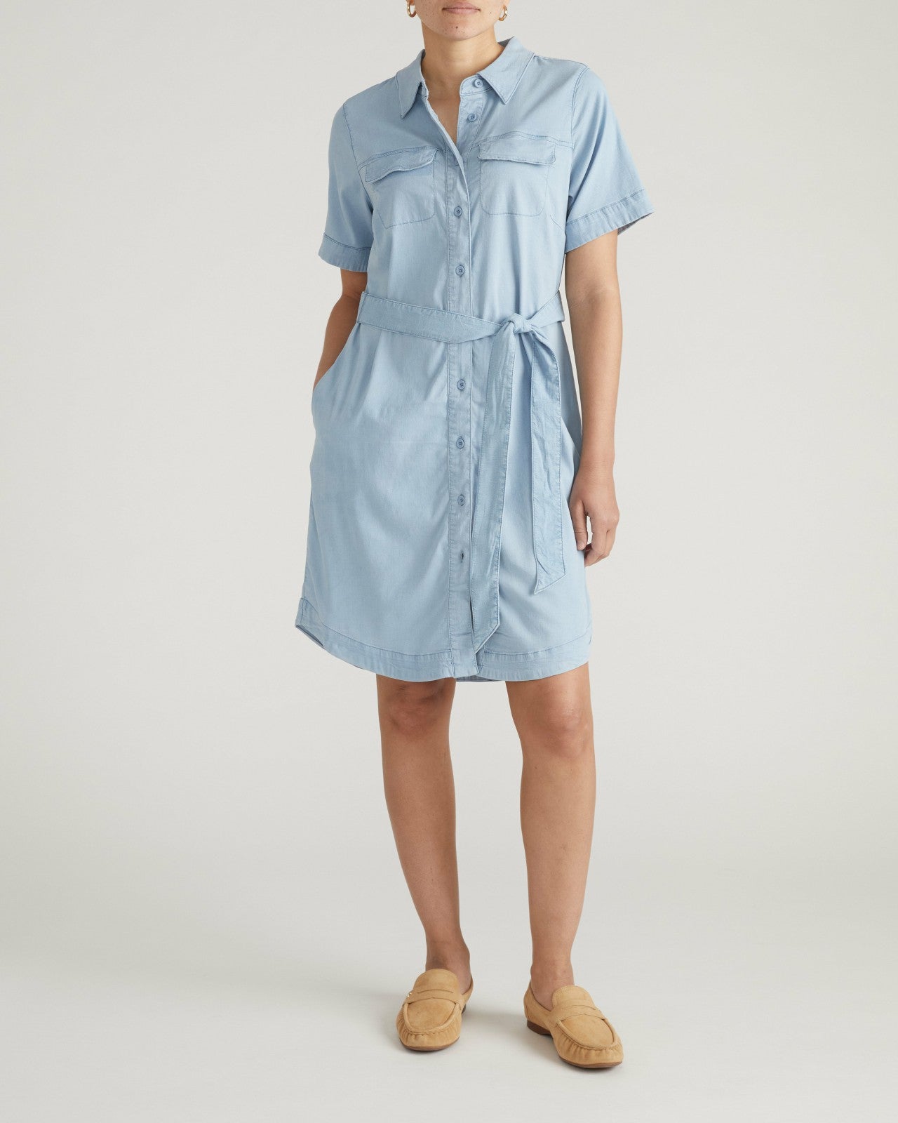 Perfect Tencel Chambray Short Sleeve Shirtdress - Universal Standard