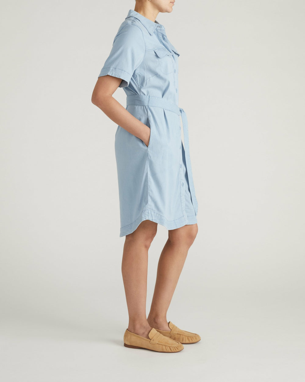 Perfect Tencel Chambray Short Sleeve Shirtdress - Universal Standard