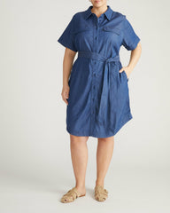 Perfect Tencel Chambray Short Sleeve Shirtdress - Universal Standard