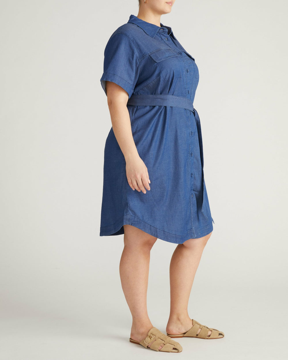 Perfect Tencel Chambray Short Sleeve Shirtdress - Universal Standard
