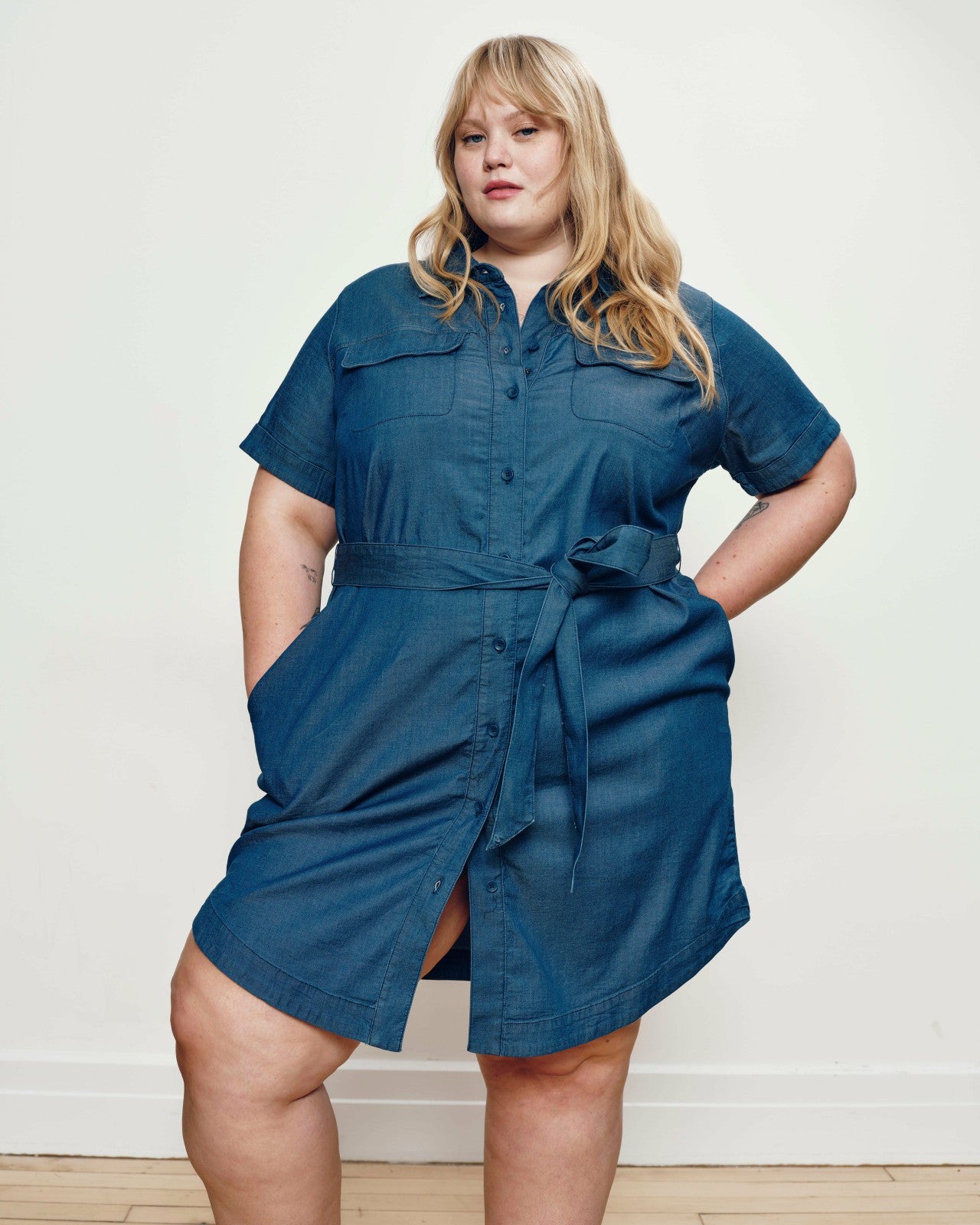 Perfect Tencel Chambray Short Sleeve Shirtdress - Universal Standard