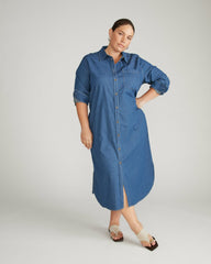 Odeon Stretch Cotton Chambray Shirtdress - Universal Standard