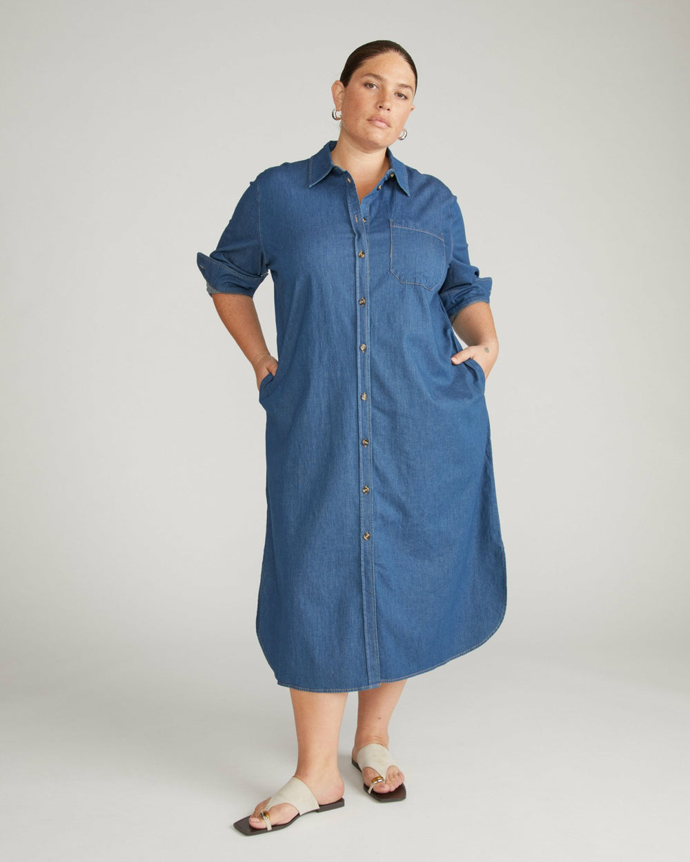 Odeon Stretch Cotton Chambray Shirtdress - Universal Standard