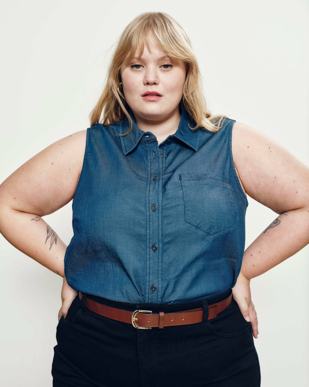 Perfect Tencel Chambray Sleeveless Shirt - Universal Standard