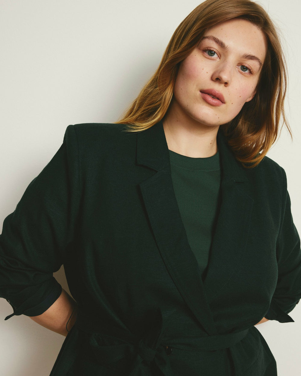 Belted Double Breasted Linen Blend Blazer - Universal Standard