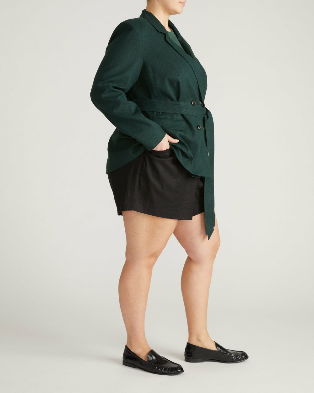Belted Double Breasted Linen Blend Blazer - Universal Standard