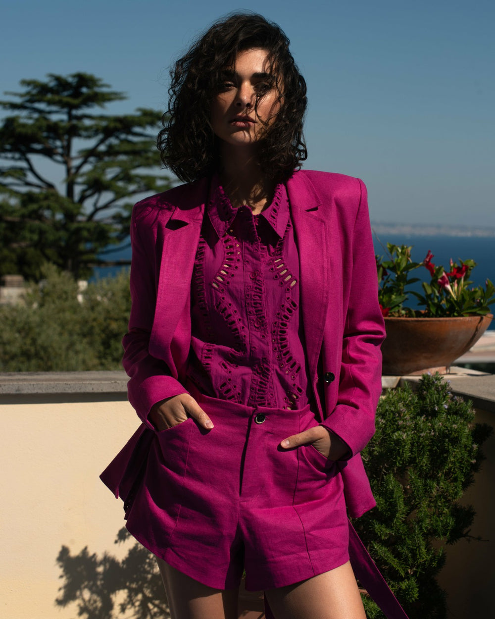 Belted Double Breasted Linen Blend Blazer - Universal Standard