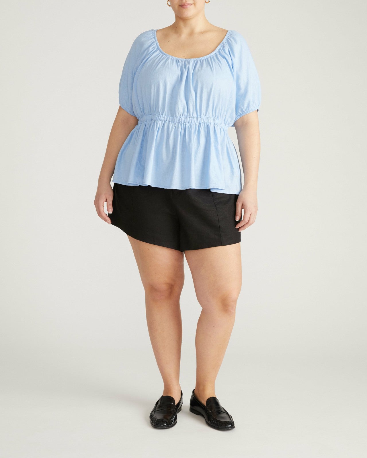 Andrea Peplum Linen Blend Top - Universal Standard
