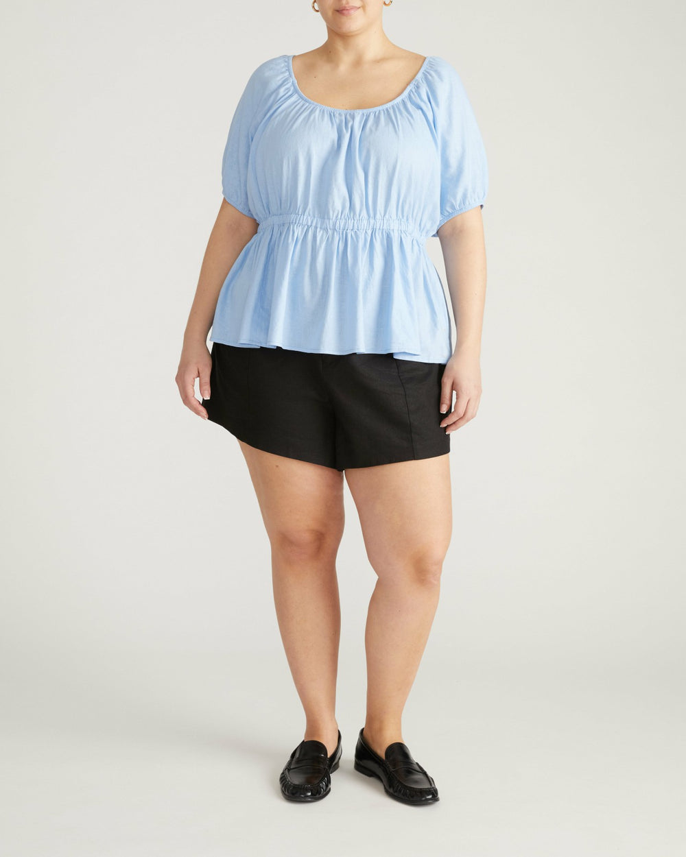 Andrea Peplum Linen Blend Top - Universal Standard