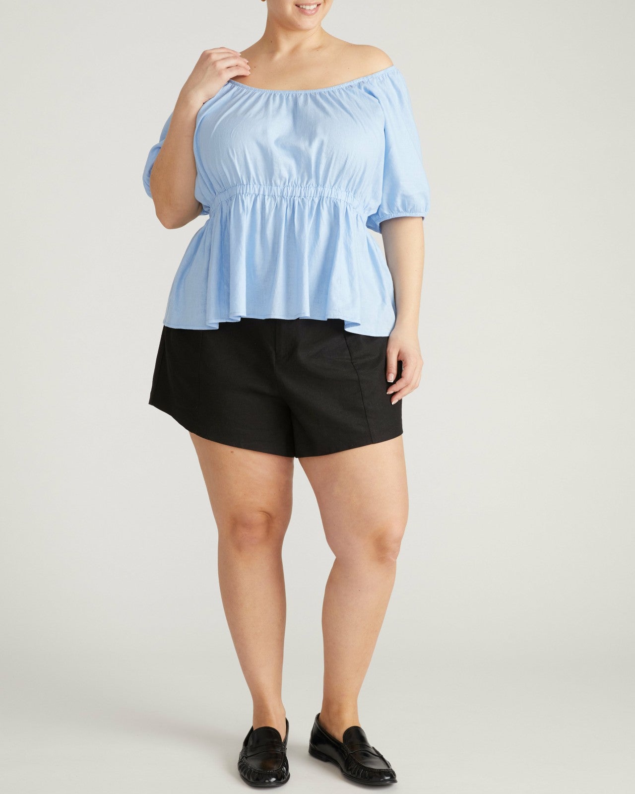 Andrea Peplum Linen Blend Top - Universal Standard