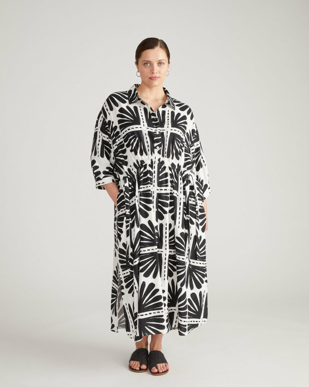 Paros Drawstring Linen Blend Shirtdress - Universal Standard