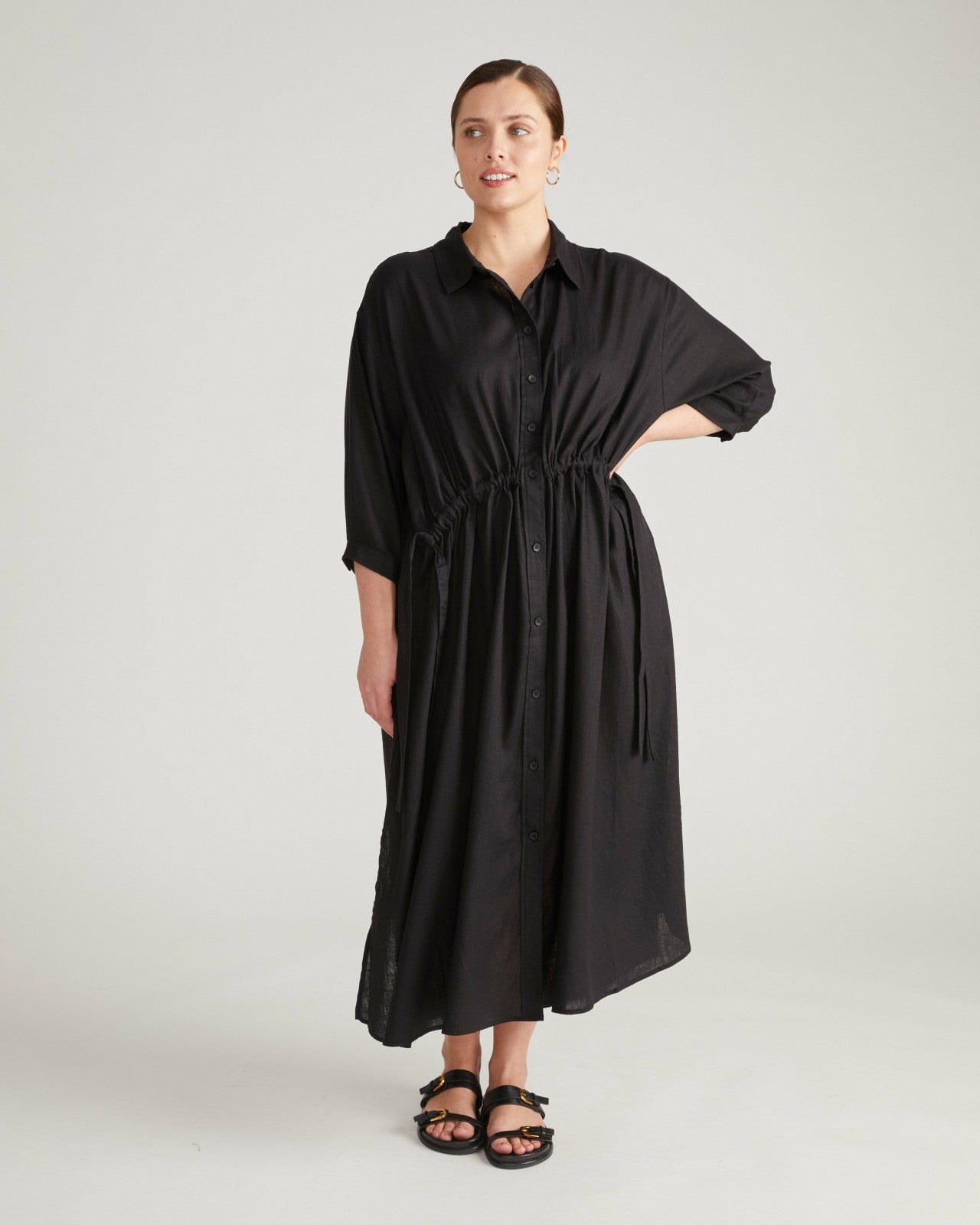 Paros Drawstring Linen Blend Shirtdress - Universal Standard