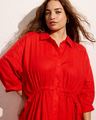 Paros Drawstring Linen Blend Shirtdress - Universal Standard