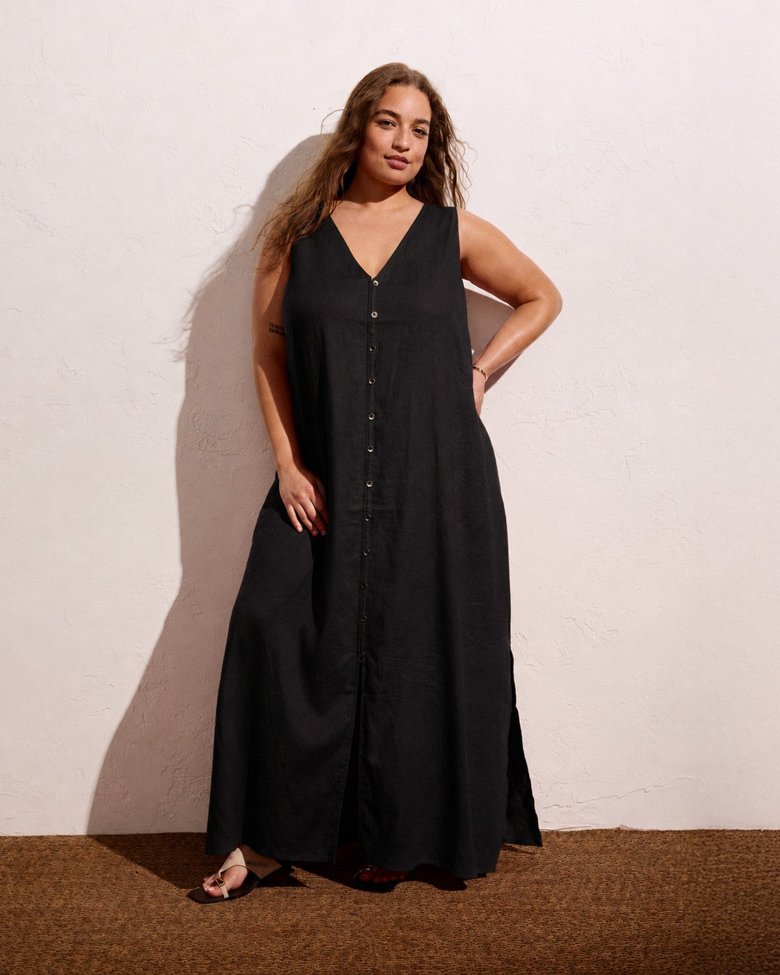 Islet Button-Down Linen Blend Maxi Dress - Universal Standard