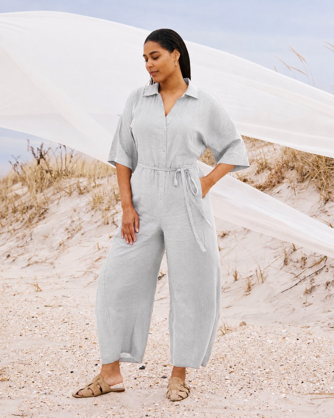 Maggie Barrel Leg Linen Blend Jumpsuit - Universal Standard