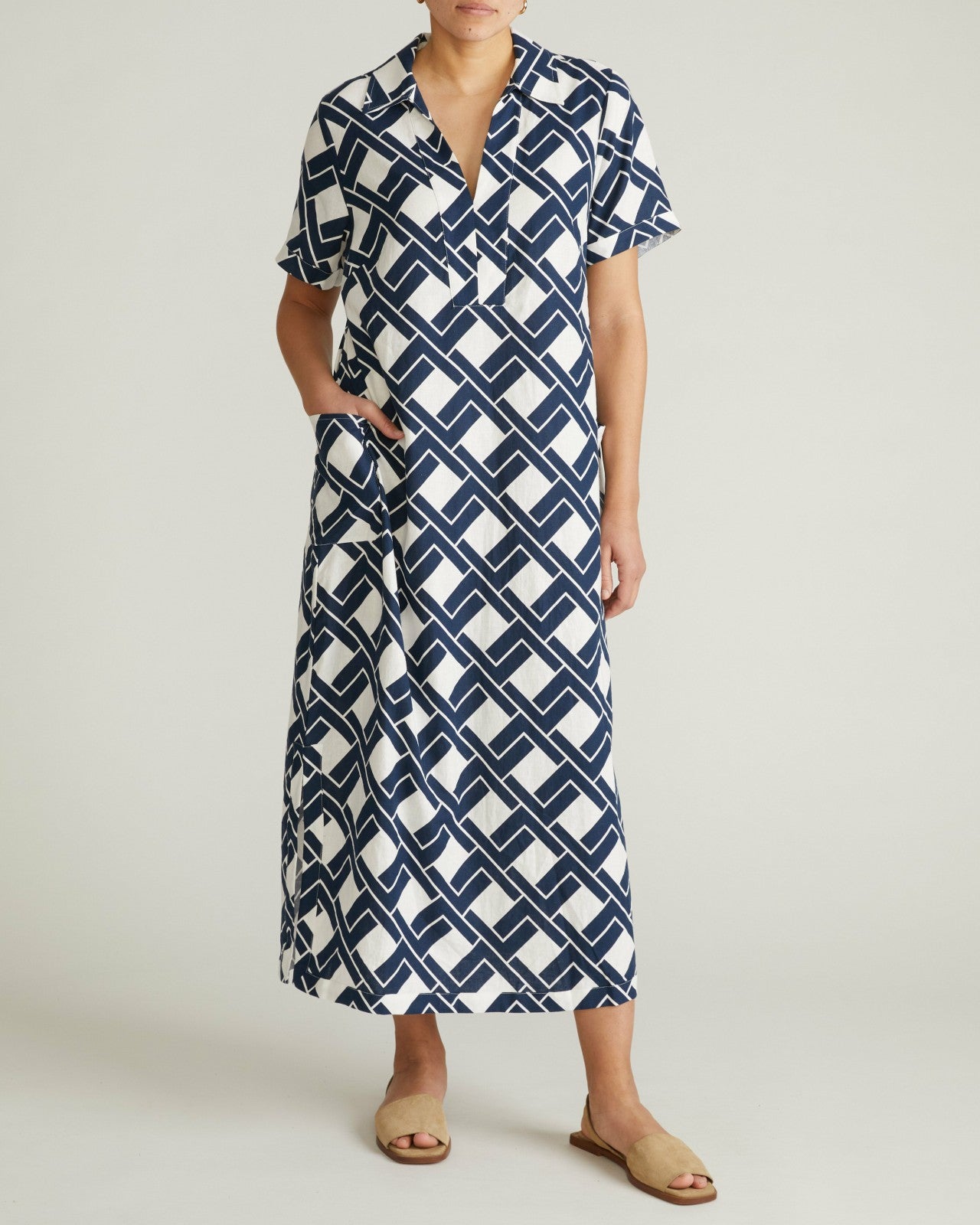 Padma Polo Neck Linen Blend Dress - Universal Standard