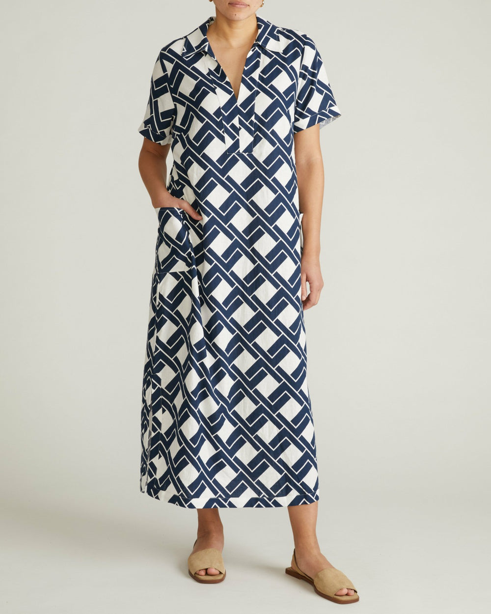 Padma Polo Neck Linen Blend Dress - Universal Standard