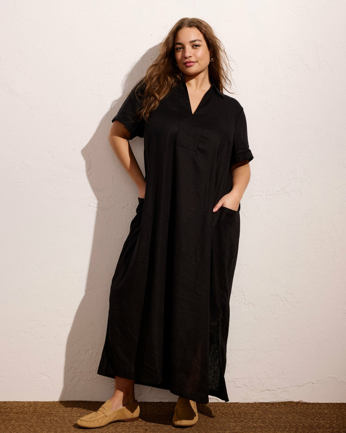 Padma Polo Neck Linen Blend Dress - Universal Standard