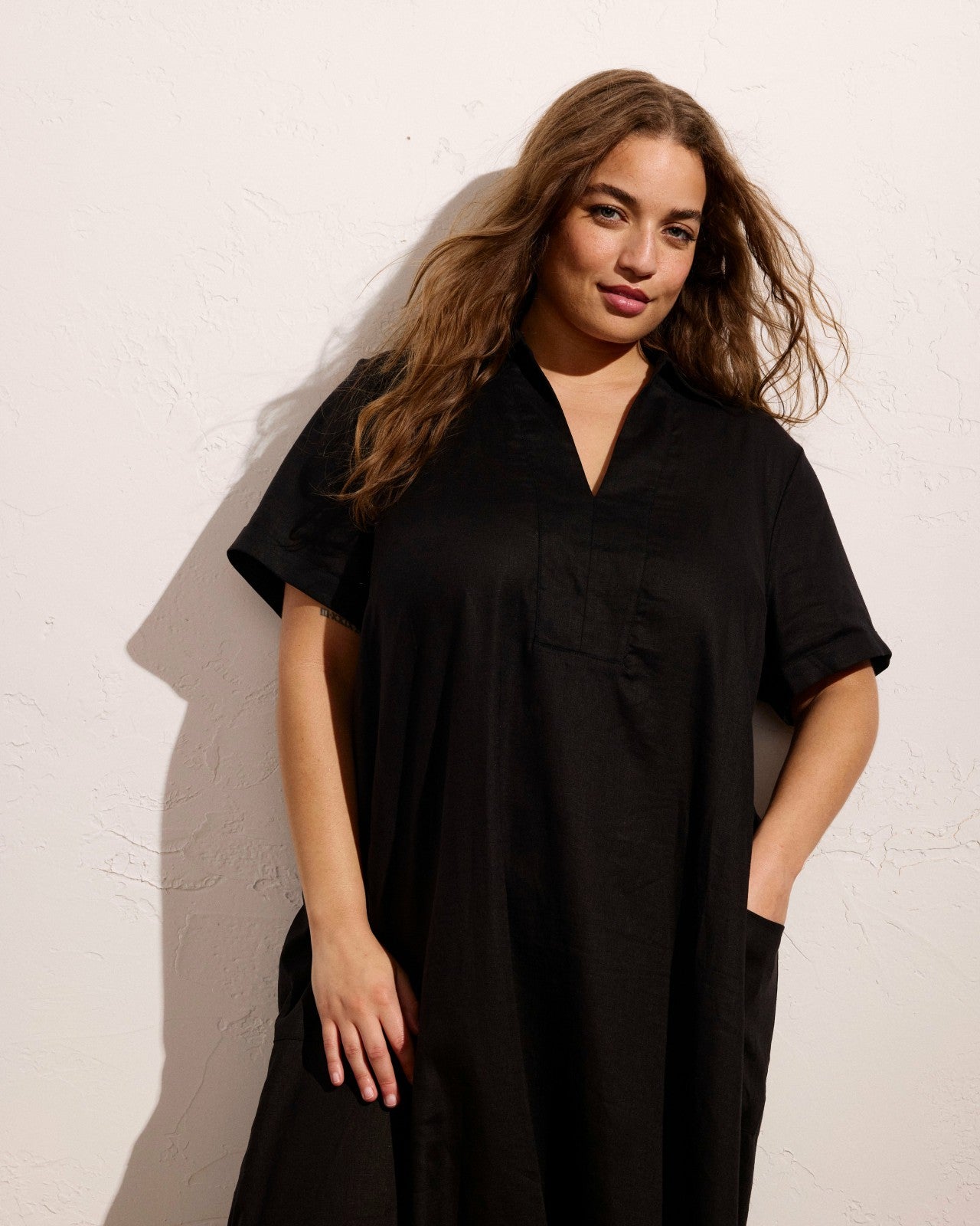 Padma Polo Neck Linen Blend Dress - Universal Standard