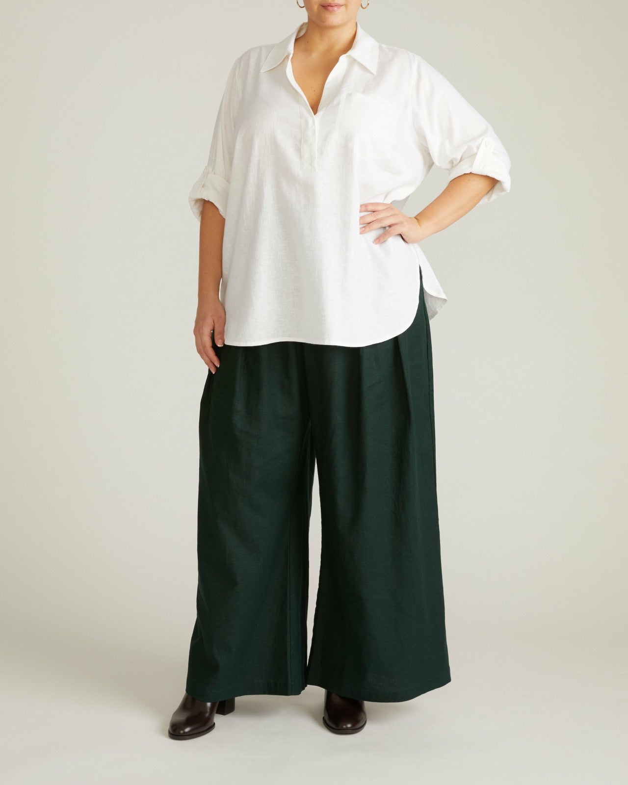 Button Back Linen Blend Polo Shirt - Universal Standard