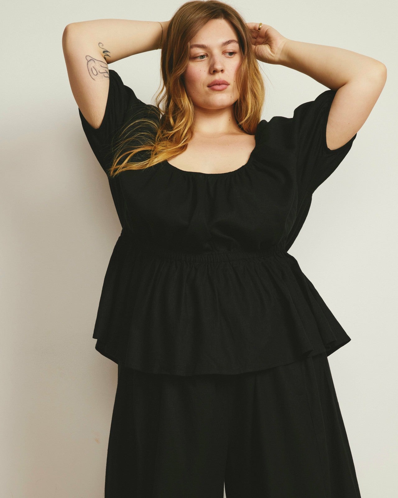 Andrea Peplum Linen Blend Top - Universal Standard