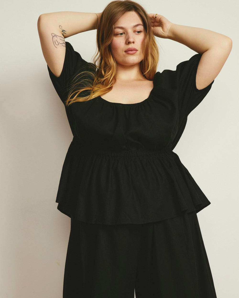 Andrea Peplum Linen Blend Top - Universal Standard