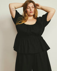 Andrea Peplum Linen Blend Top - Universal Standard