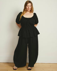 Andrea Peplum Linen Blend Top - Universal Standard
