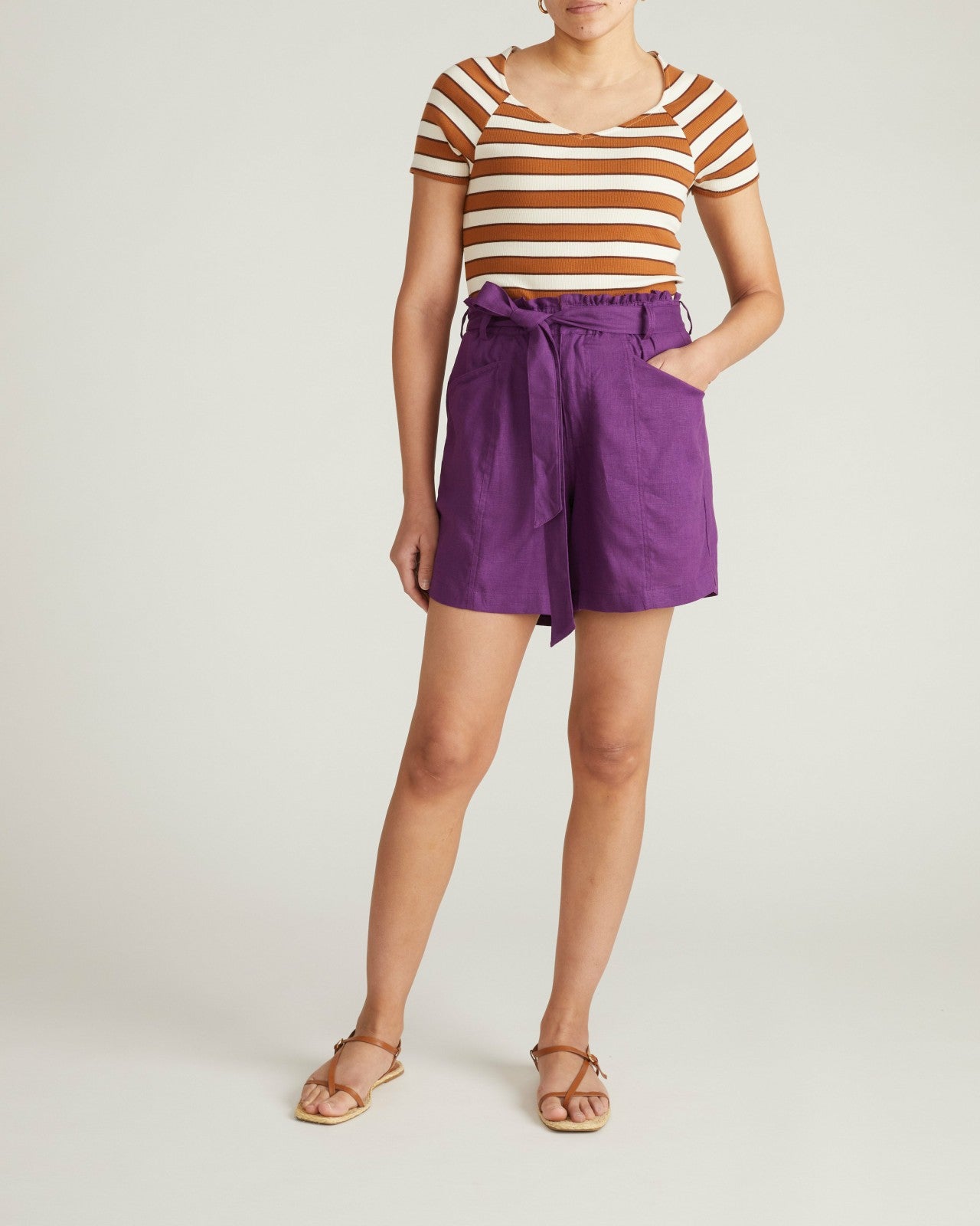 Harbor Stretch Linen Blend Paperbag Shorts - Universal Standard