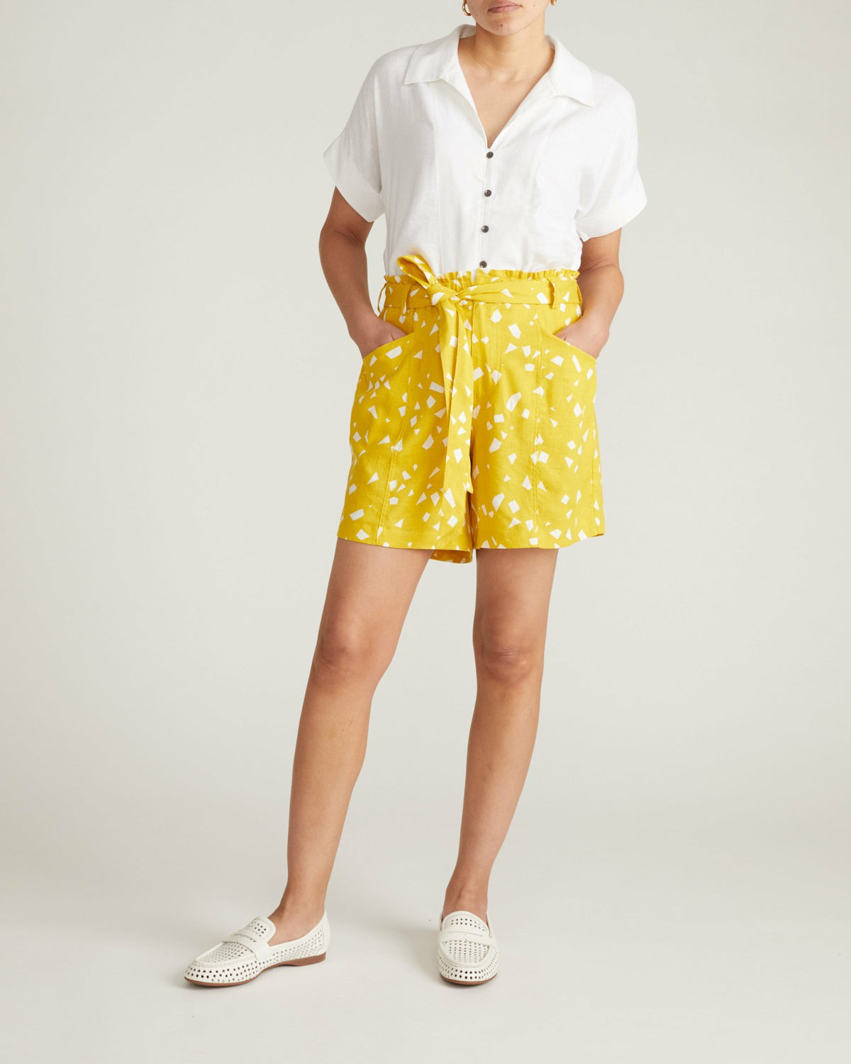 Harbor Stretch Linen Blend Paperbag Shorts - Universal Standard