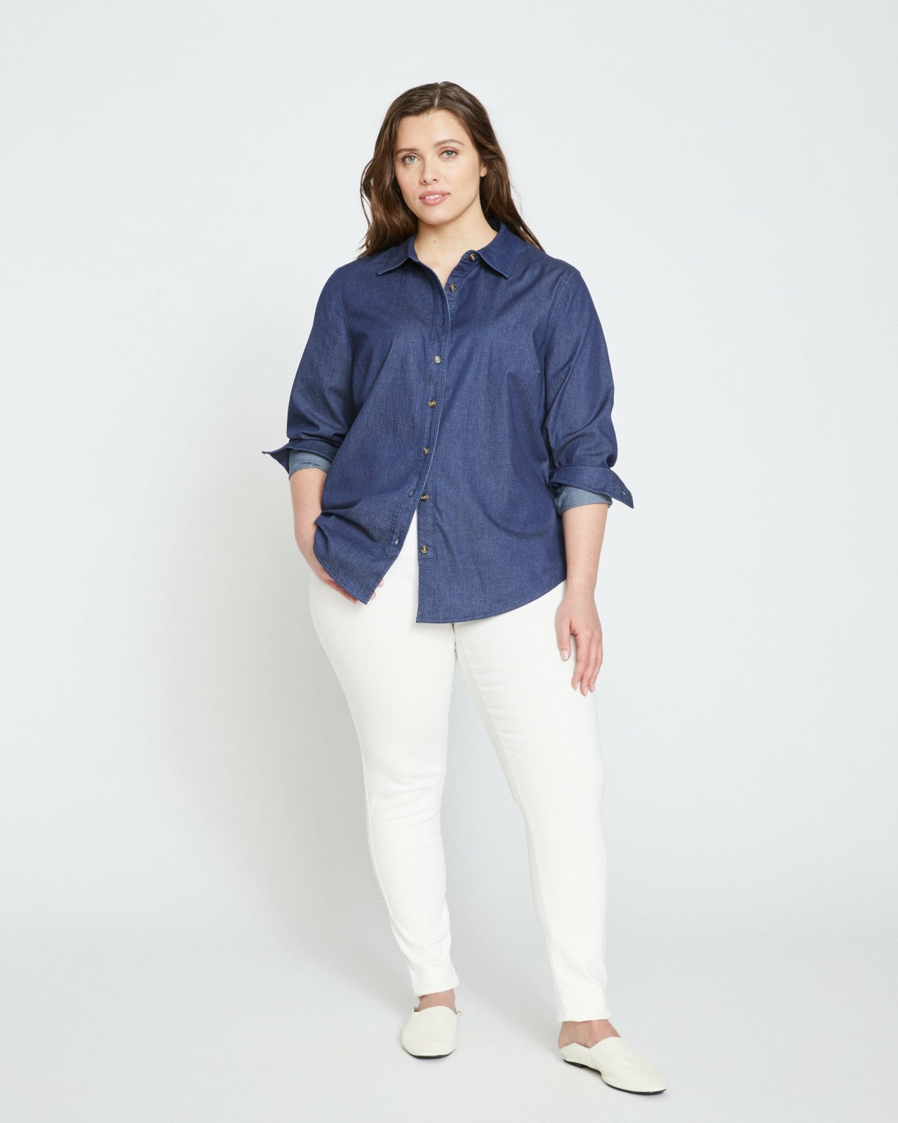 Minimalist Stretch Cotton Chambray Shirt - Universal Standard