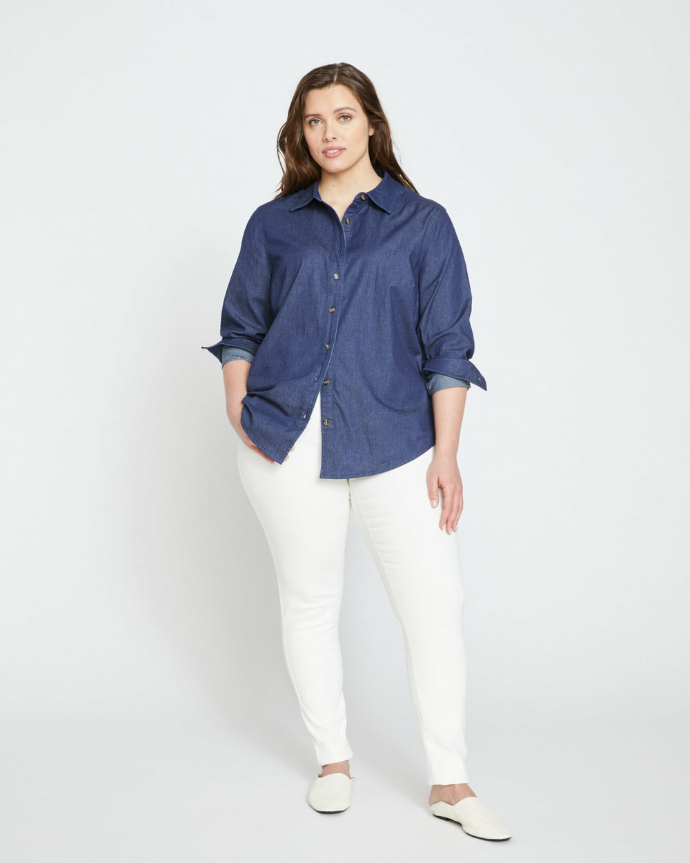 Minimalist Stretch Cotton Chambray Shirt - Universal Standard