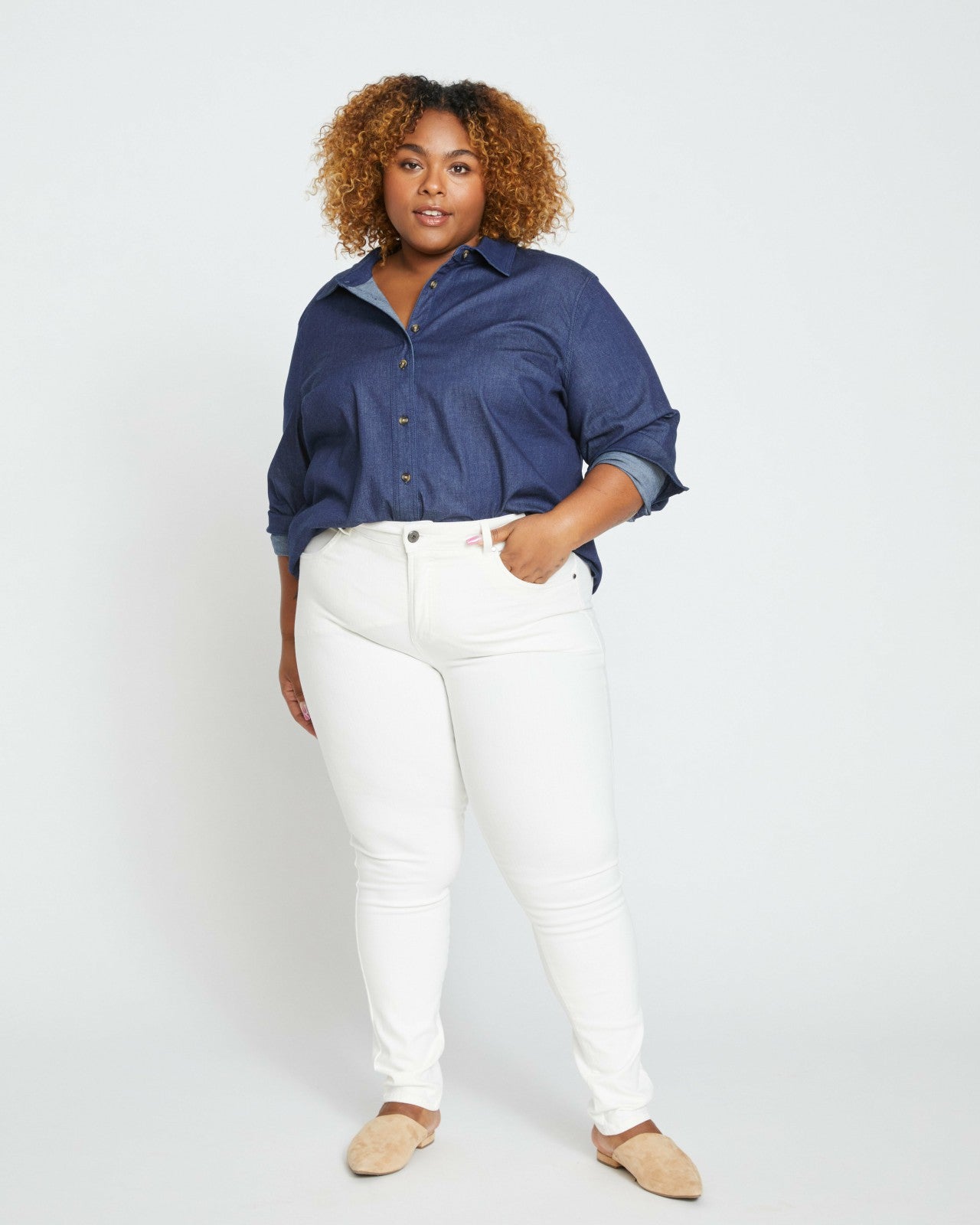 Minimalist Stretch Cotton Chambray Shirt - Universal Standard