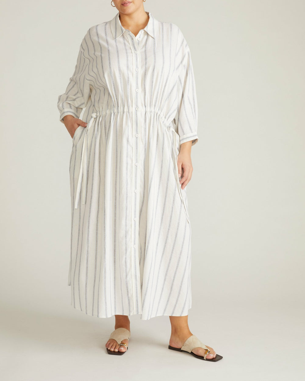 Paros Drawstring Linen Blend Shirtdress - Universal Standard